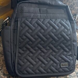 lug Quilted Crossbody Messenger Bag in Black